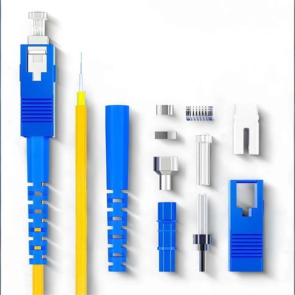 The optical power meter is connected to an optical fiber cable 